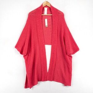 Chico's Light Knit Wrap Sz L/XL Wild Tuberose Pink Cotton Blend Coastal NEW